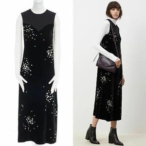 Dries van noten 2016 domino velvet and faux pearl sleeveless dress